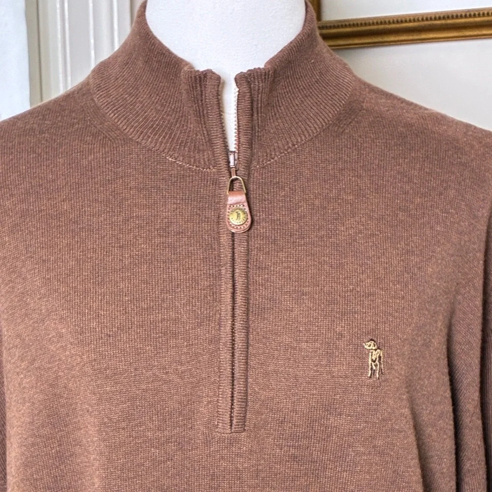 Southern Casanova Quarter Zip Sweater Brown Italian Cotton Knit Mens Large